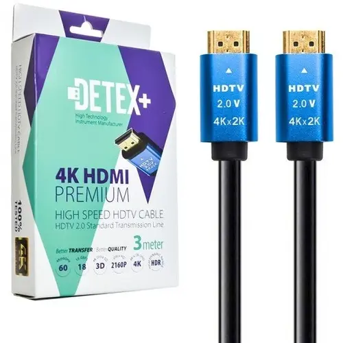 کابل 3متری  HD TV برند دیتکس 4K سوکت آبی