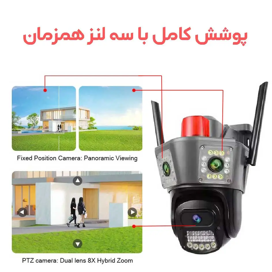 دوربین مدار بسته سیم کارتی سه لنز  OKAMمدلS3